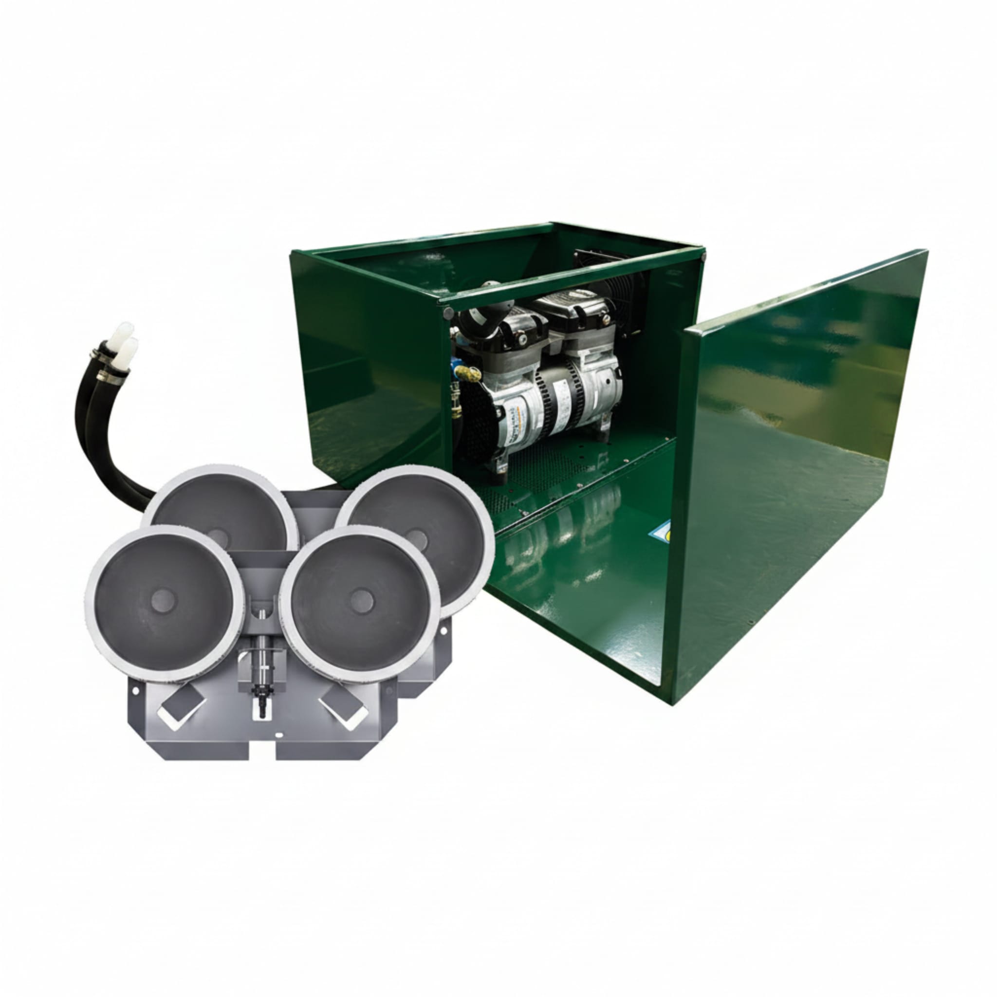 EasyPro Aerator System Compressor | Dual Valve | 2 Diffusers | No Tubing | Post Mount Soundproof Cabinet / 115v Large Pond Aerator | EasyPro PA65 1/2 HP Dual Diffuser System Large Pond Aerator | EasyPro PA65 1/2 HP Dual Diffuser
