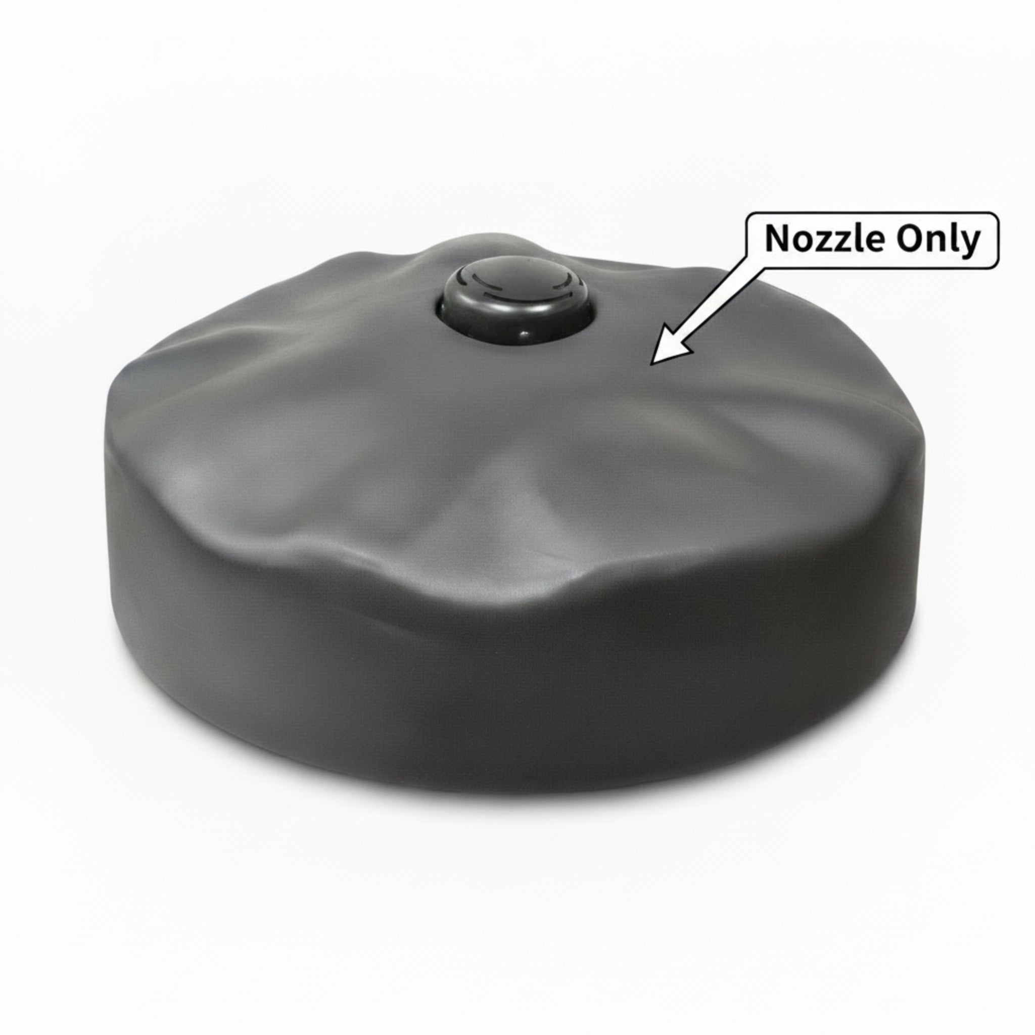 Floating fountain nozzle for pond fountains, featuring a smooth design with a central button for easy operation.