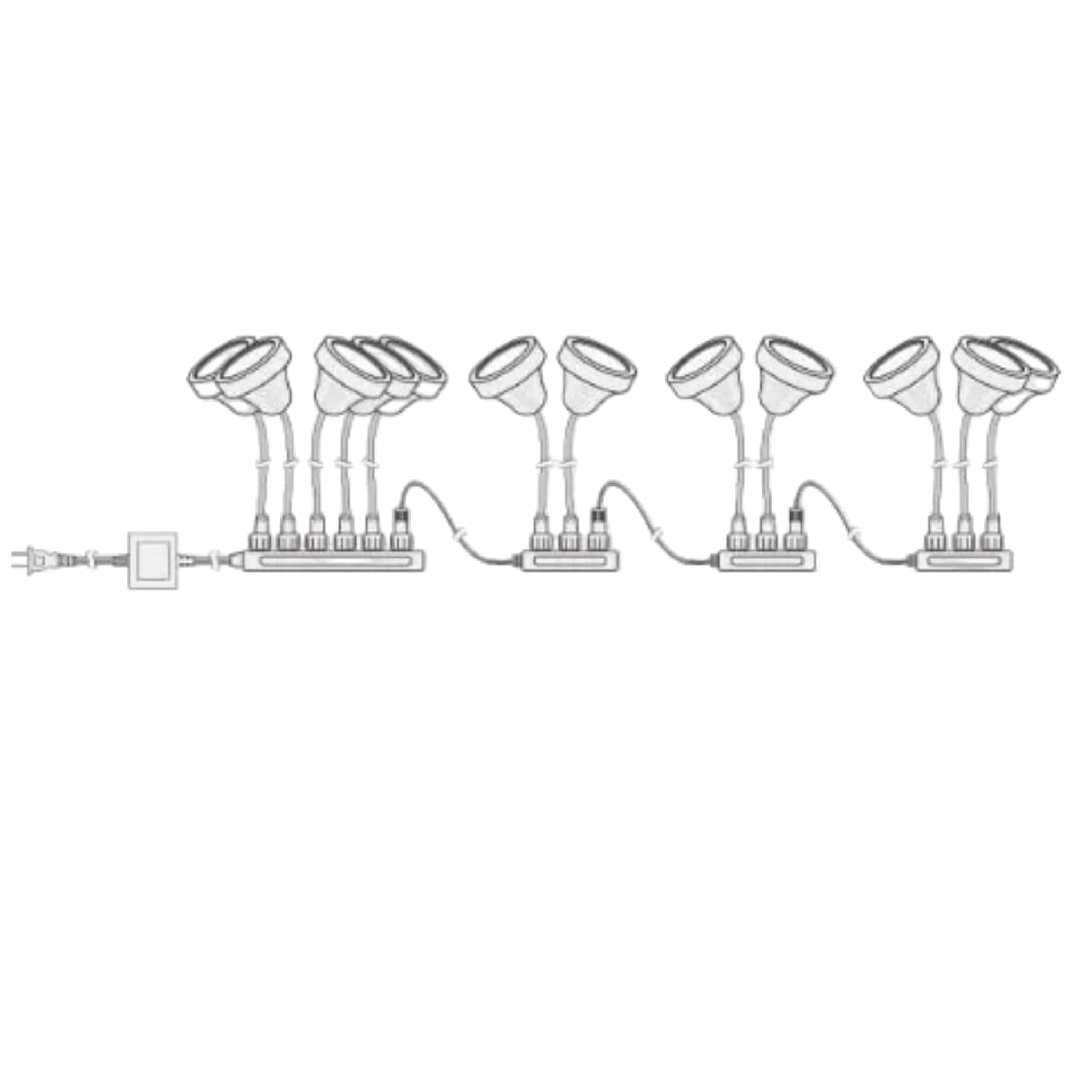 EasyPro LED Fixture Extension Cord with 6 Quick Connect Plugs - 15 ft. - Smith Creek Fish Farm