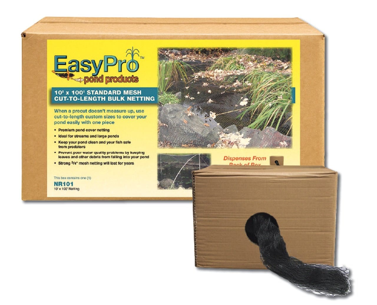 EasyPro Nets and Netting Premium - 3/4" / Boxed 10' x 100' EasyPro Black Pond Netting Black Pond Netting | Fish Pond Cover for Leaves