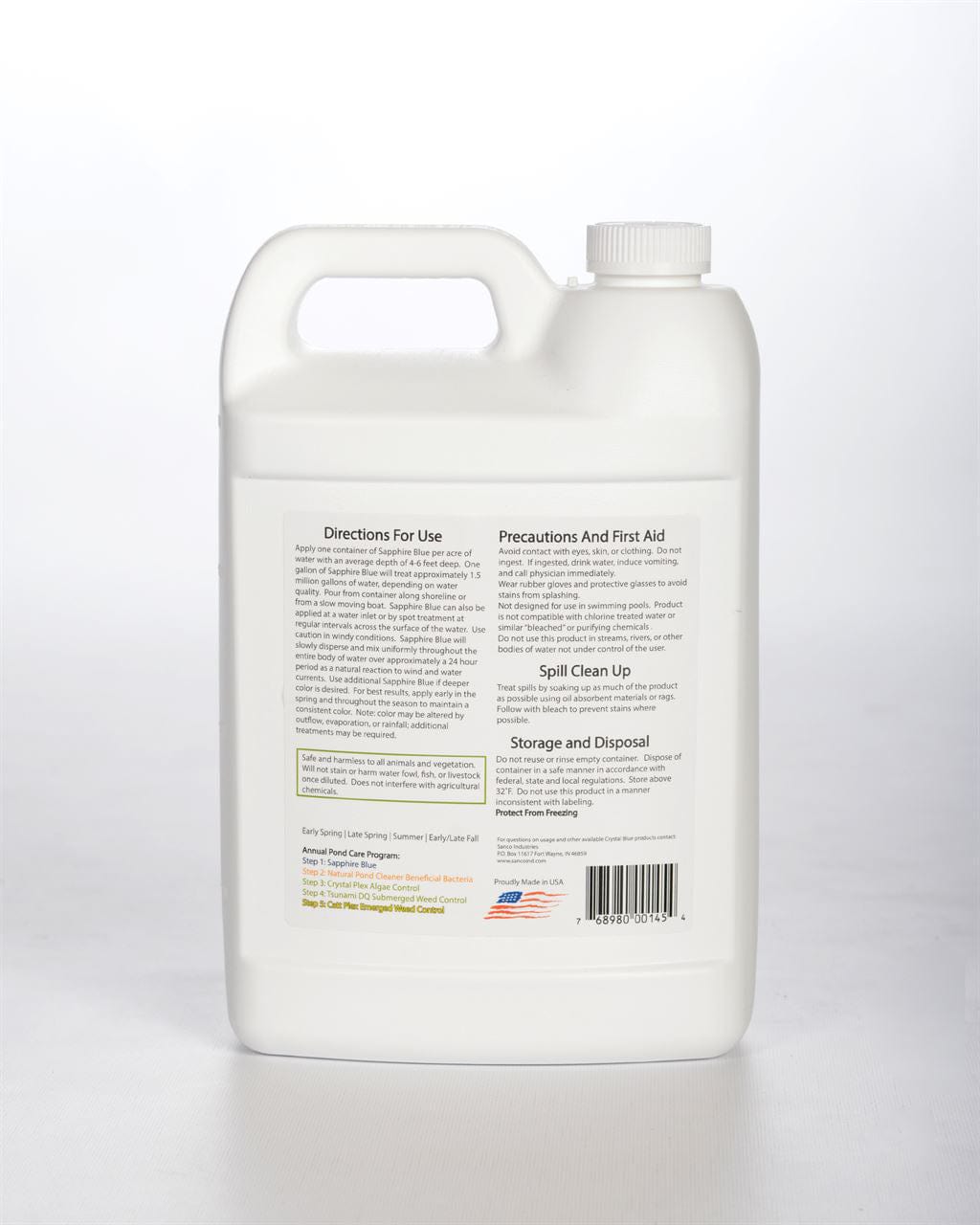 Sanco Pond Dye Sapphire Blue Pond Dye-Gallon Sapphire Blue Pond Or Lake Dye Colorant | By Sanco | 1 Gallon