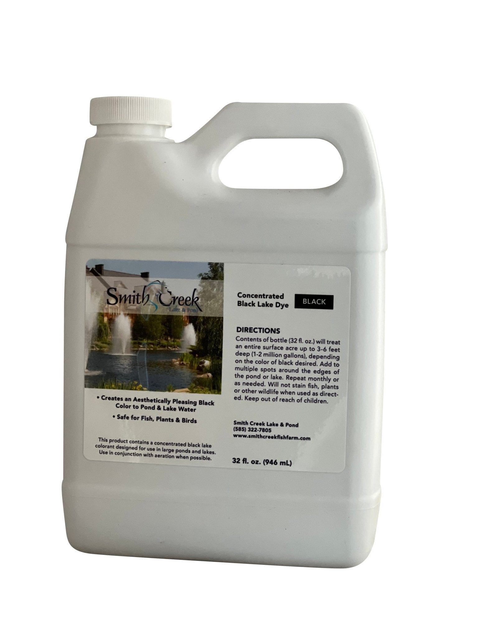 Black Pond Water Colorant - Maximum Shade for Fish Protection & Deep Water Look - Smith Creek Fish Farm