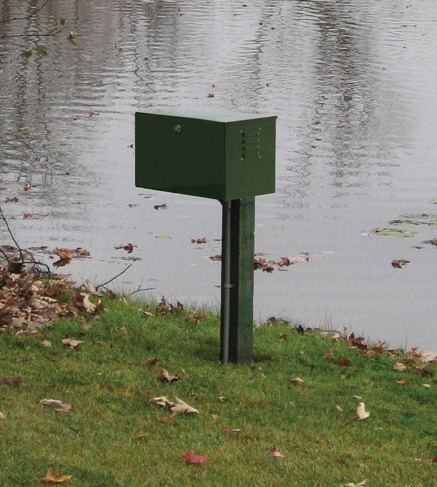 EasyPro Aerator System Compressor | Triple Valve | 3 Diffusers | No Tubing | Post Mount Soundproof Cabinet / 115V Fish Pond Aeration System | EasyPro PA66 1/2 HP Triple Diffuser Fish Pond Aeration System | EasyPro PA66 1/2 HP