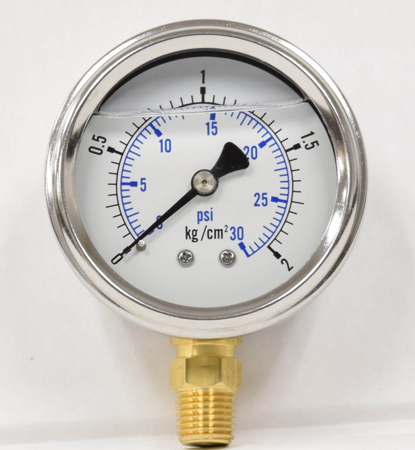 EasyPro Aerator System Parts 0-30 psi Liquid Filled Pressure Gauges Liquid Filled Water Pressure Gauge | Smith Creek Fish Farm