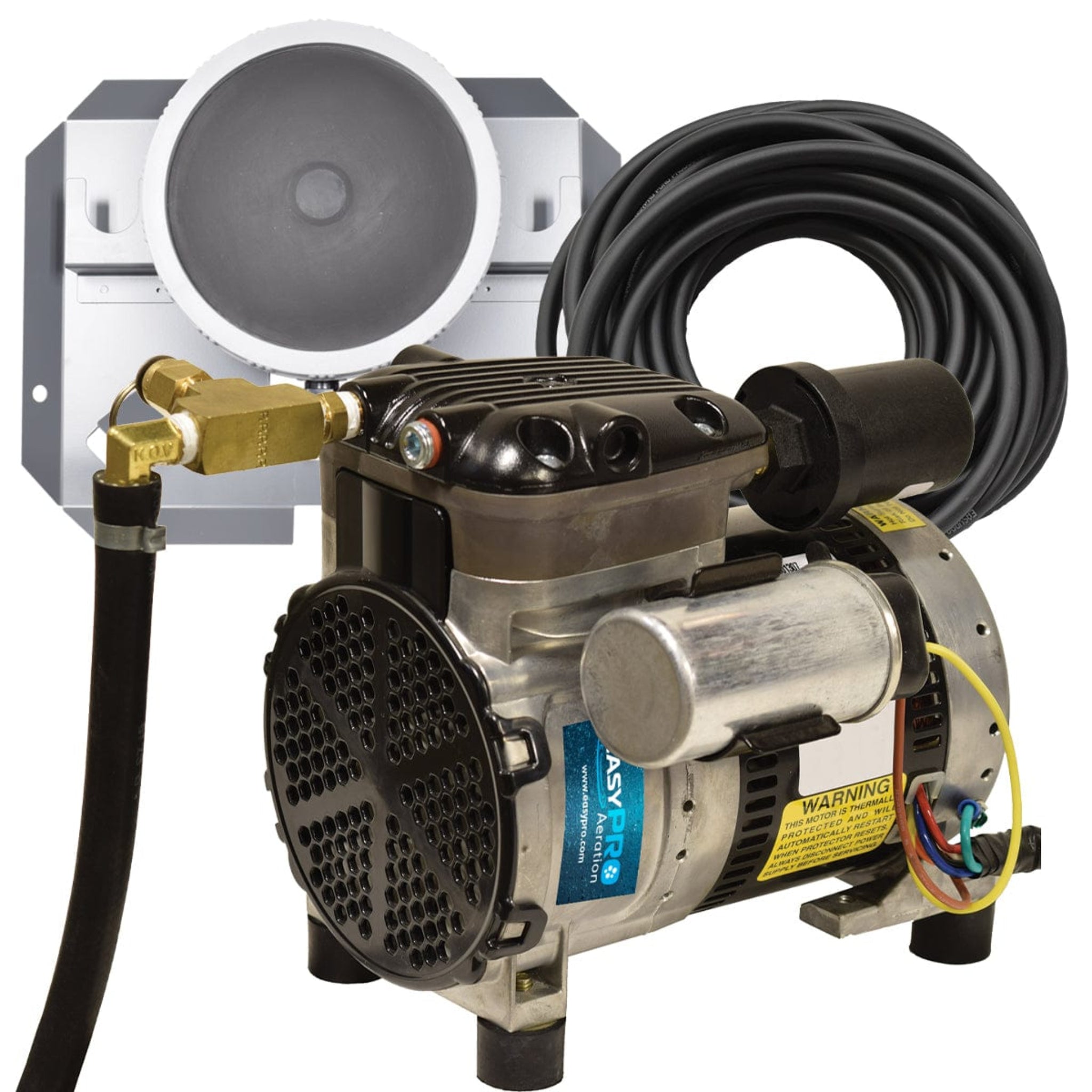 EasyPro 1/4 HP Single Diffuser System for pond aerator for 1 acre with compressor and hose.