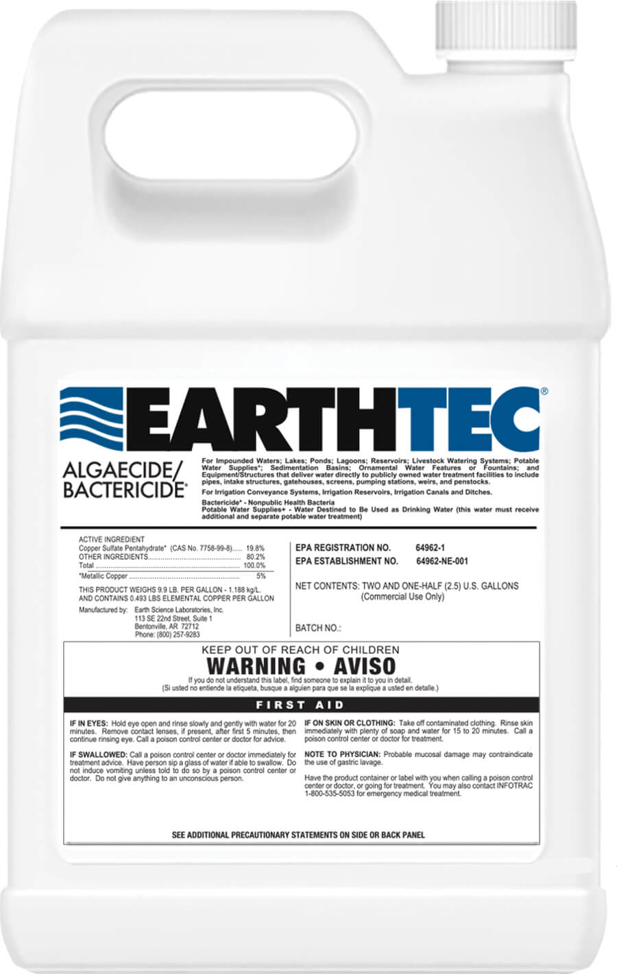 EasyPro Chemical Algaecide EarthTec Algaecide Liquid 1 Gallon EarthTec Liquid Pond and Lake Algaecide is Easy to Use 