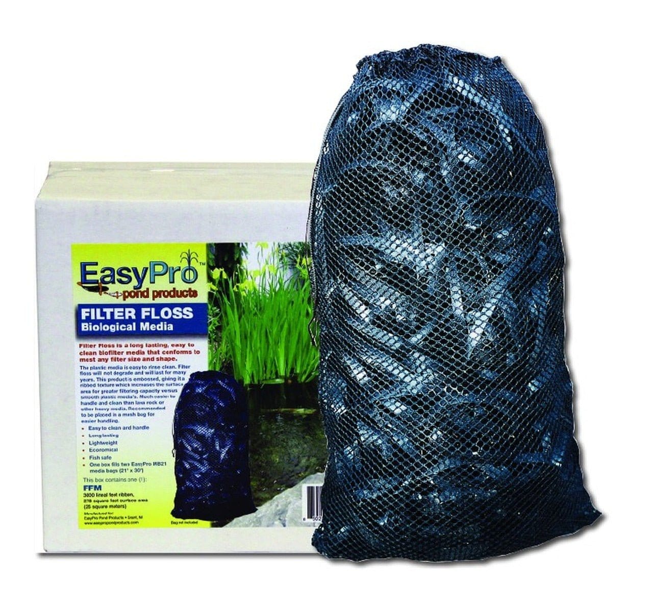 EasyPro Filter Replacement Pads MB21 Media Bag with 1/3 Roll Filter Floss Pond Filter Floss Bio-Media Pond Filter Floss Bio-Media - Smith Creek Fish Farm