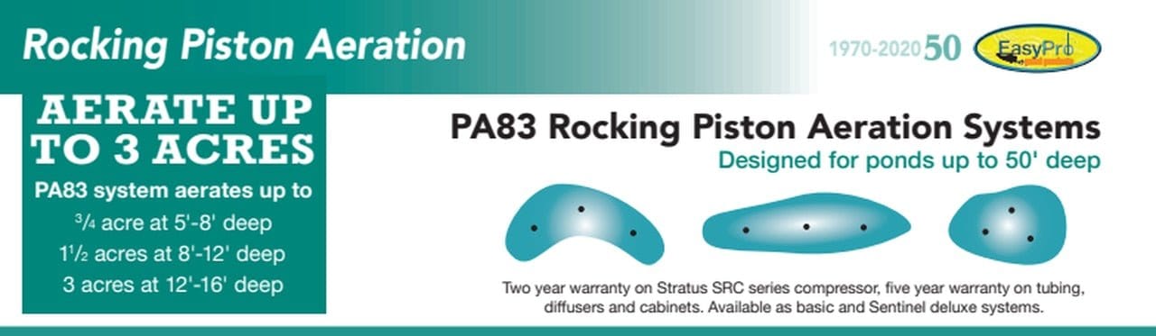 EasyPro Rocking Piston Aerator Basic System 3/4 HP(Upto 3 Acres) - Smith Creek Fish Farm