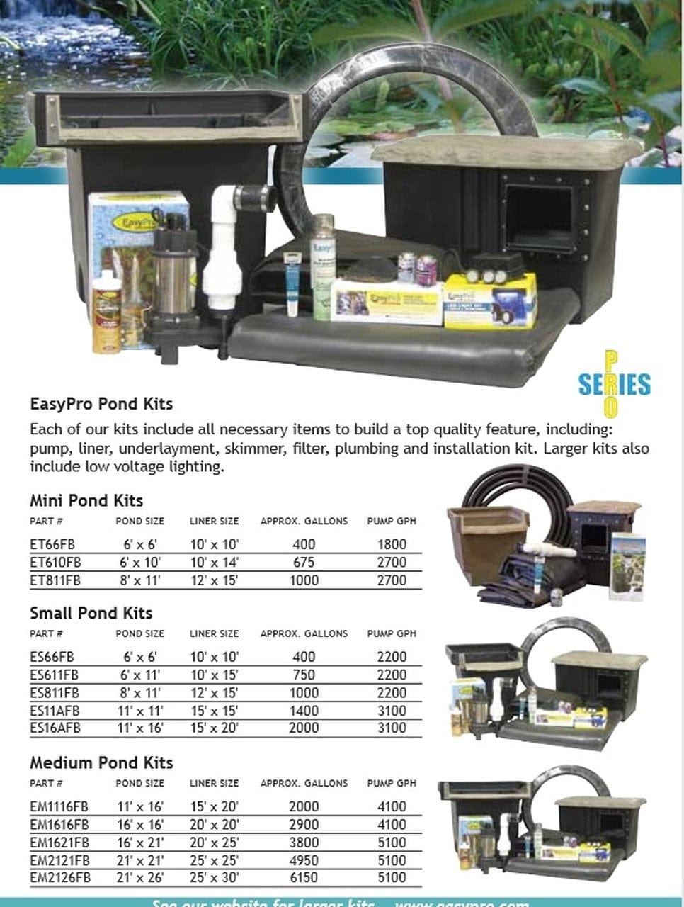 fish pond accessories sale EL2434 Pro-Series Large Complete Pond Kit for 24' x' 34' Pond
