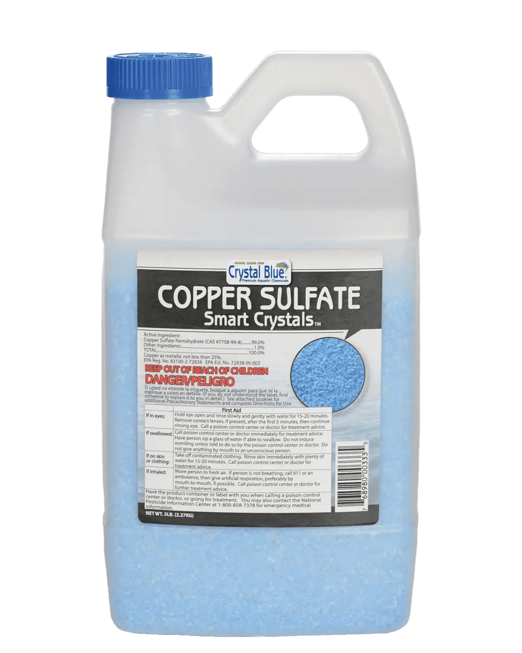 Sanco Chemical Algaecide Copper Sulfate Smart Crystals 5 lb Copper Sulfate Smart Crystals - Eliminate Filamentous Algae Effectively