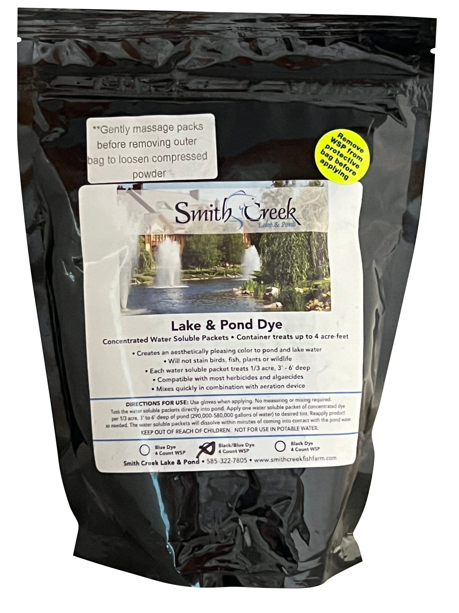 Smith Creek Lake & Pond Pond Dye 1 Bag-4 Water Soluble Packs Midnight Blue Pond Dye Toss Packs  Midnight Blue Pond Dye Water Soluble Dye Toss Packs | Free Shipping