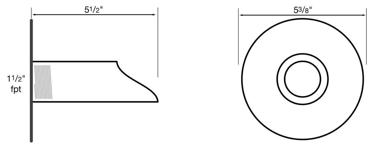 Vianti Falls Brass Antique Scupper with Round Wall Plate - 2 - in. - Smith Creek Fish Farm